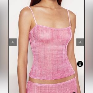 Danielle Guizio Slinky Rib Knit Tank in Primrose